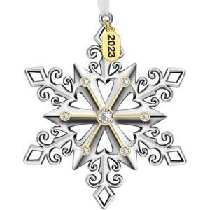2023  Christmas Metallic Snowflake Home Decoration Tree Hanging Pendant